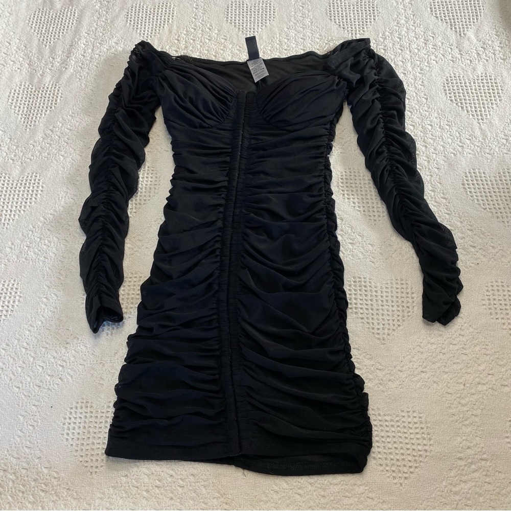 Windsor Ruched Black Corset Dress (S)
